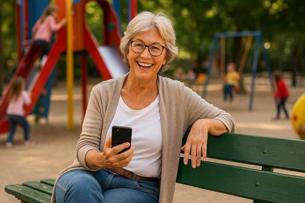 Mitten im Spielplatzleben – Oma mit Smartphone, Herz und Humor